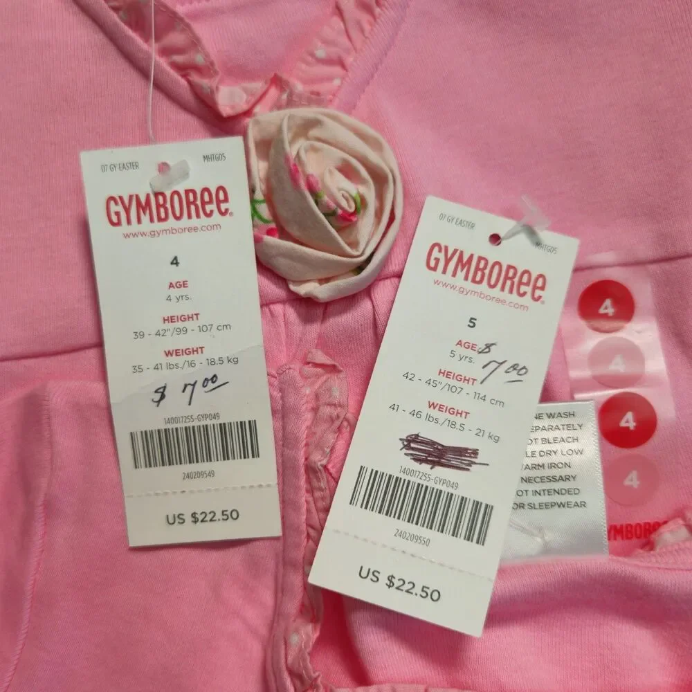 Vintage Gymboree Top Girls Size Pink 100% Cotton Tunic Ruffles Girly Y2K NWT